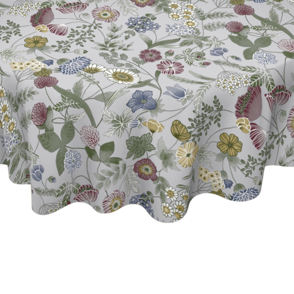 Rund vaxduk Hilda grå (Ø140 cm)