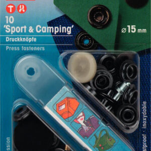 Nittryckknappar 15 mm – Svart mässing (10 st)
