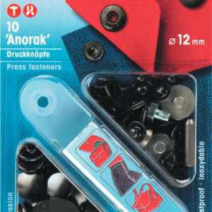 Nittryckknappar 12 mm – Anorak Svart Oxid (10 st)