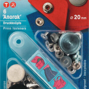 Nittryckknappar 20 mm – Anorak Stål (6 st)
