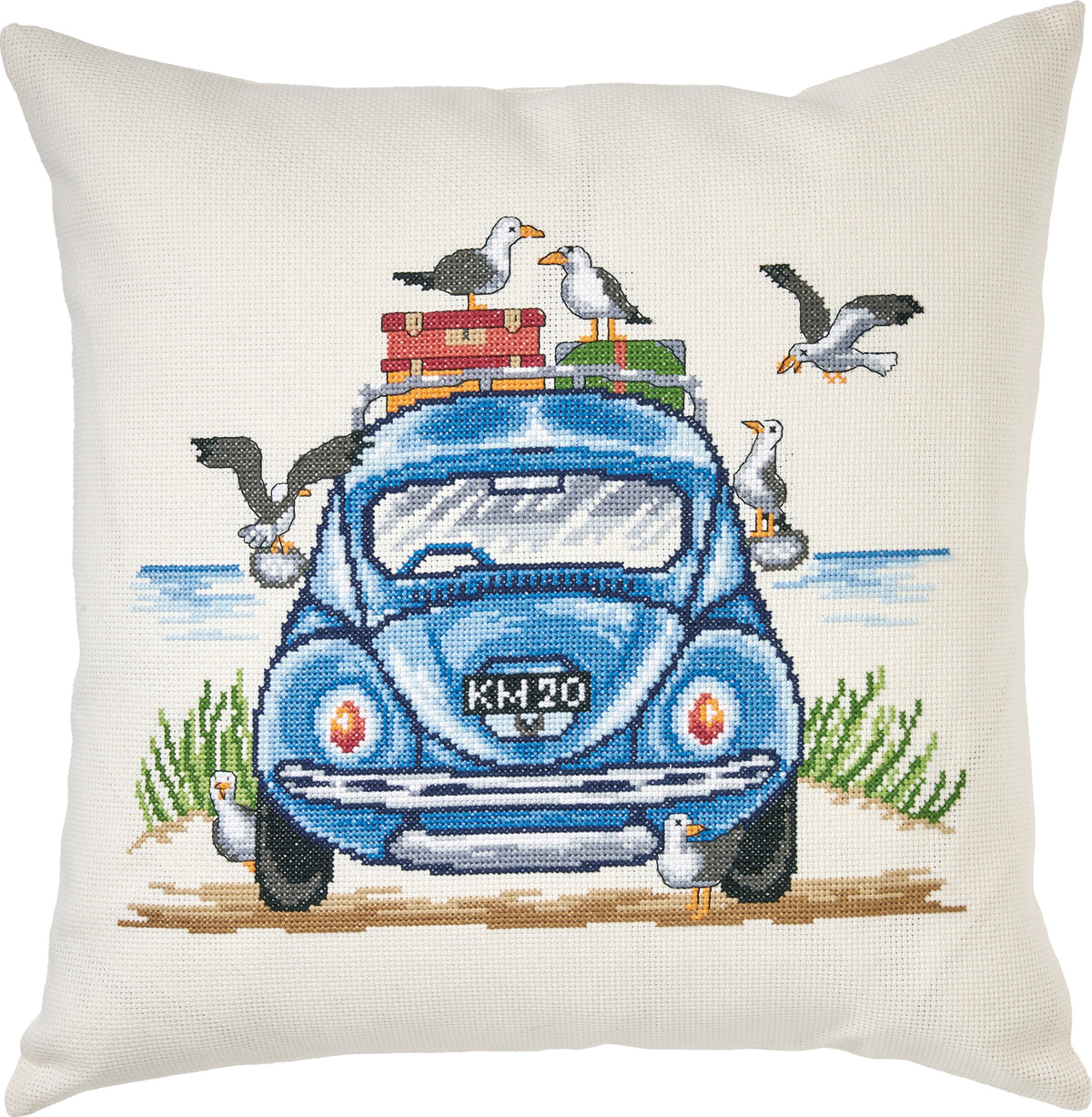 VW och måsar – broderikit (38×38 cm)