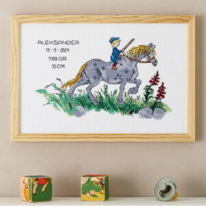 Emil & Häst – broderikit (30×20 cm)