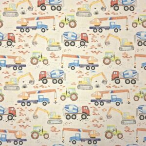 Bygget – tyg med byggmotiv i metervara (145 cm)