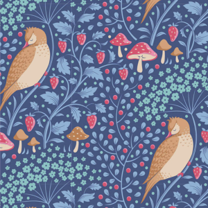 Tilda hibernation sleepybird denim bomullstyg