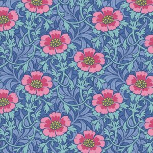 Tilda Hibernation Winterrose Blue bomullstyg